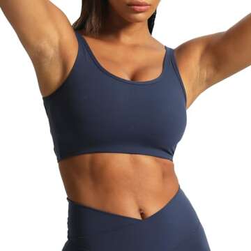 Aoxjox Women's Workout Thalia Tie Sports Bras Crisscross Back Fitness Training Gym Bra Yoga Crop Tank Top (Navy, Medium)