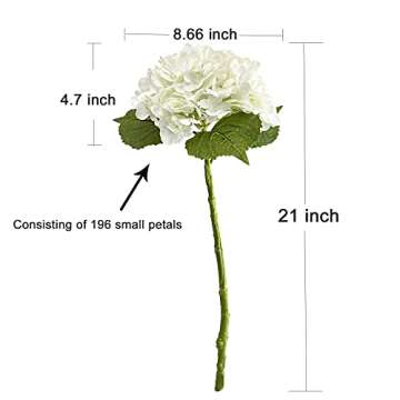 RUZUQE 4 Pcs Hydrangea Artificial Flower 2 White + 2 Pink 21'' Long Stem Lifelike Real Touch YalzoneMet Hydrangea Latex for Home Kitchen Decoration Bridal Bouquet Wedding Outdoor Decor