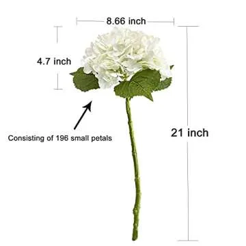 RUZUQE 4 Pcs Hydrangea Artificial Flower 2 White + 2 Pink 21'' Long Stem Lifelike Real Touch YalzoneMet Hydrangea Latex for Home Kitchen Decoration Bridal Bouquet Wedding Outdoor Decor