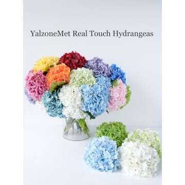 RUZUQE 4 Pcs Hydrangea Artificial Flower 2 White + 2 Pink 21'' Long Stem Lifelike Real Touch YalzoneMet Hydrangea Latex for Home Kitchen Decoration Bridal Bouquet Wedding Outdoor Decor