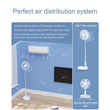 UN UNITEDTIME Portable Foldable Fan with Remote Control