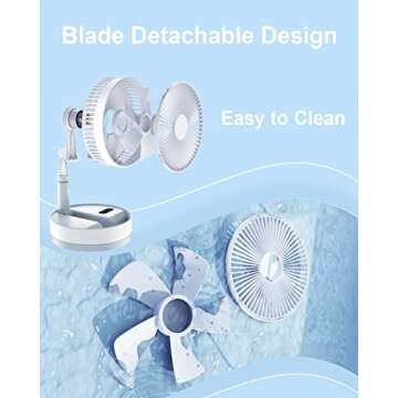 UN UNITEDTIME Portable Foldable Fan with Remote Control