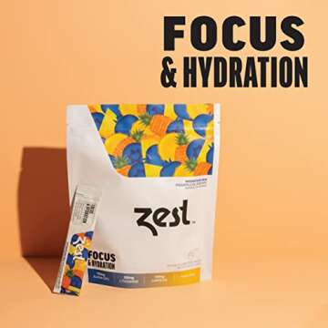 Zest Caffeine, L-Theanine, & Alpha GPC - Focus & Electrolyte Hydration Powder - Pineapple Blueberry ...