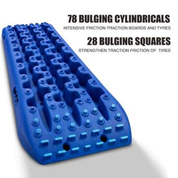 IKURAM Recovery Boards Traction Tracks Mat, 2 Pcs Traction Boards Offroad with Bag for 4X4 Jeep Off-Road Mud, Sand, Snow Traction Ladder, Track Tire Ladder, Tire Traction Tool