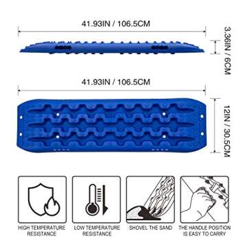 IKURAM Recovery Boards Traction Tracks Mat, 2 Pcs Traction Boards Offroad with Bag for 4X4 Jeep Off-Road Mud, Sand, Snow Traction Ladder, Track Tire Ladder, Tire Traction Tool