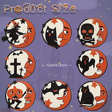 8 Pieces Man Moon Halloween Wooden Pendant Vintage Halloween Hanging Wooden Ornaments Hanging Wood Sign Decor with Pumpkin Bat Cat Ghost Cat Witch Skull for Home Party Craft Decoration