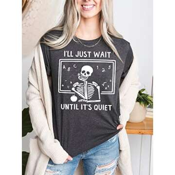 Teacher Shirts Funny Women’s Teacher Life T Shirt Graphic Tees Casual Soft Cotton Shirts Tops Grey