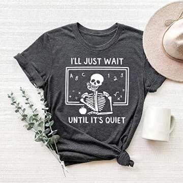 Teacher Shirts Funny Women’s Teacher Life T Shirt Graphic Tees Casual Soft Cotton Shirts Tops Grey