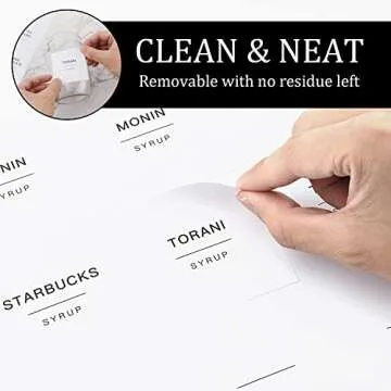 AIEX Coffee Syrup Labels, 84pcs Waterproof White Minimalist Coffee Syrup Labels Stickers for Bottles Coffee Bar Containers Dispenser Organization