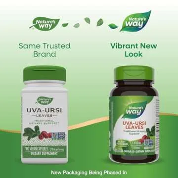 Nature's Way Uva Ursi Leaves, Traditional Urinary Support*, 1,110 mg per 3-Capsule Serving, Non-GMO Project Verified, Herbal Dietary Supplement, Gluten Free, 100 Vegan Capsules (Packaging May Vary)