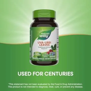 Nature's Way Uva Ursi Leaves, Traditional Urinary Support*, 1,110 mg per 3-Capsule Serving, Non-GMO Project Verified, Herbal Dietary Supplement, Gluten Free, 100 Vegan Capsules (Packaging May Vary)