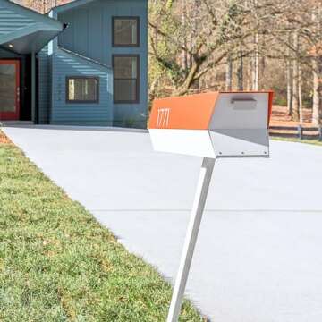 modbox USA Mid-Century Curbside Mailbox in Orange/White
