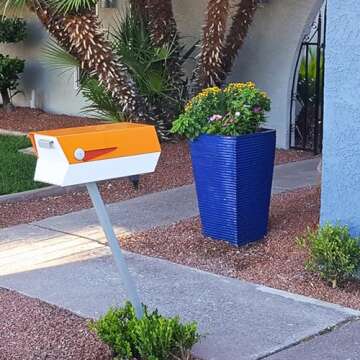 modbox USA Mid-Century Curbside Mailbox in Orange/White