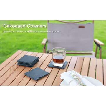Cakocaco 36pcs Slate Drink Coasters Bar Coasters for Drinks,Natural Edge Slate Stone Coasters,Suitab...