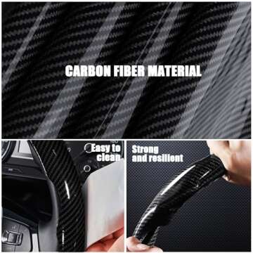 Carbon Fiber Steering Wheel Covers 3 Piece Clip on Steering Wheel Cover (Black)