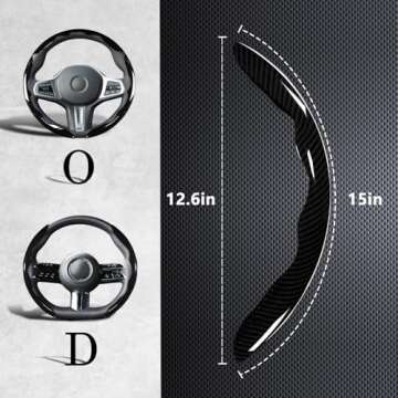 Carbon Fiber Steering Wheel Covers 3 Piece Clip on Steering Wheel Cover (Black)