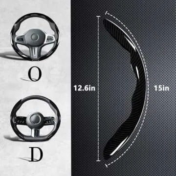 Carbon Fiber Steering Wheel Covers 3 Piece Clip on Steering Wheel Cover (Black)