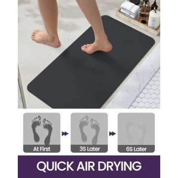 DEXI Ultra Absorbent Quick Dry Bath Mat - Non Slip Rug