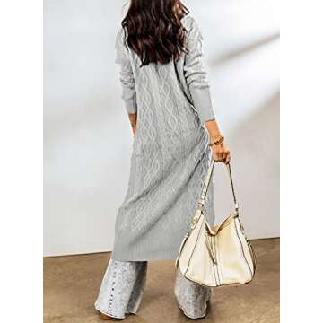 Dearlovers Womens Open Front Casual Long Maxi Cardigans Knit Sweater Outerwear Medium Size Grey