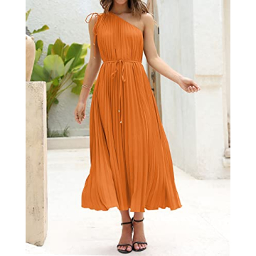 BTFBM Women's One Shoulder Maxi Dress for Summer Events