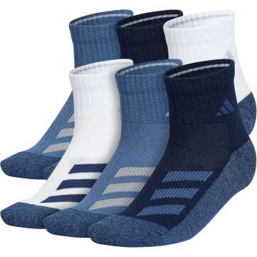 adidas Kids Cushioned Quarter Socks - 6 Pairs