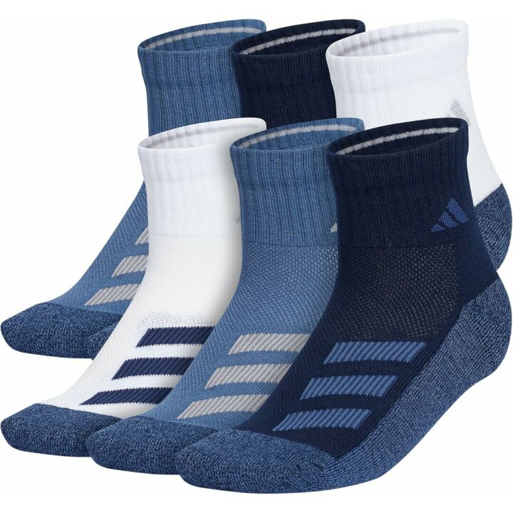adidas Kids Cushioned Quarter Socks - 6 Pairs