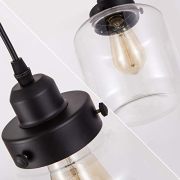 Weesalife Pendant Light Adjustable Glass Shade 3-Lights