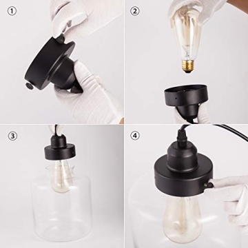 Weesalife Pendant Light Adjustable Glass Shade 3-Lights