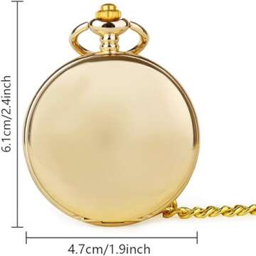 alladaga Set of 2 Classic Pocket Watch with Chain for Men and Women (Gold Gold)