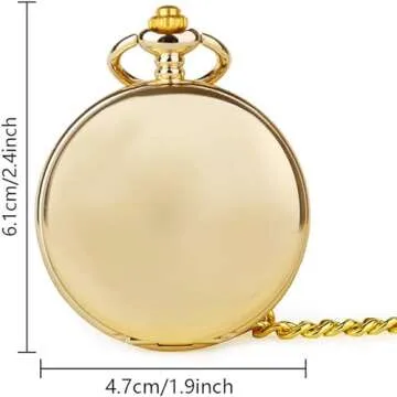 alladaga Set of 2 Classic Pocket Watch with Chain for Men and Women (Gold Gold)
