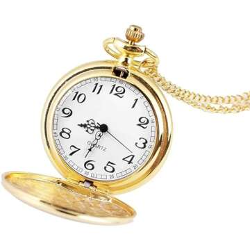 alladaga Set of 2 Classic Pocket Watch with Chain for Men and Women (Gold Gold)