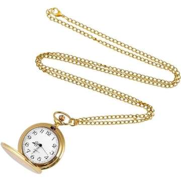 alladaga Set of 2 Classic Pocket Watch with Chain for Men and Women (Gold Gold)