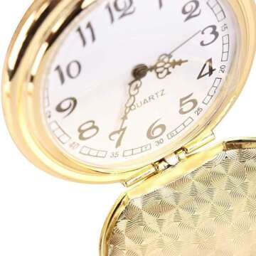 alladaga Set of 2 Classic Pocket Watch with Chain for Men and Women (Gold Gold)