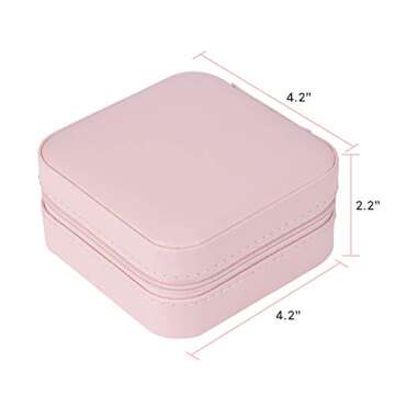 YONZONE Small Jewelry Box Organizer, Travel Jewelry Case Storage Mini Jewellery Organizer Holder for Rings Earrings Necklace PU Leather Jewelry Gift Boxes for Women Girls, Pink