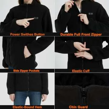 Heated Jackets for Women with Battery Pack Included, Womens Heated Jacket with Detachable Hood, Fleece Heated Coat Hoodie Clothing, Rechargeable Electric Heating Jacket for Hunting, Winter, Ski