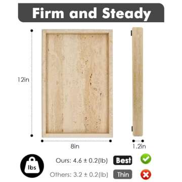 Zilukar Real Natural Travertine Tray for Bathroom, Vanity, Kitchen and Desktop, Rectangle Genuine Tr...