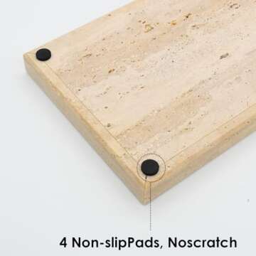 Zilukar Real Natural Travertine Tray for Bathroom, Vanity, Kitchen and Desktop, Rectangle Genuine Travertine Stone Tray for Jewelry, Cosmetics, Candles, Lotion, Perfume and Home Decor