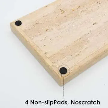 Zilukar Real Natural Travertine Tray for Bathroom, Vanity, Kitchen and Desktop, Rectangle Genuine Travertine Stone Tray for Jewelry, Cosmetics, Candles, Lotion, Perfume and Home Decor