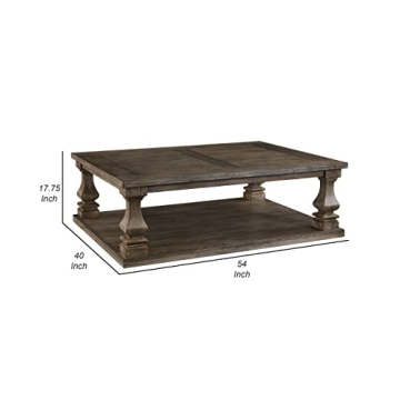 Elegant Benjara Classic Coffee Table with Baluster Legs