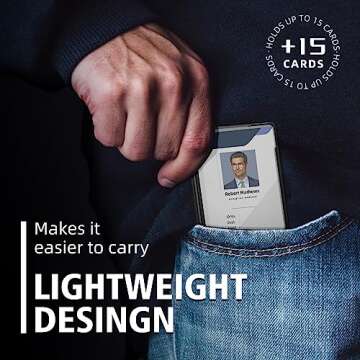 Wallet for Men with Transparent ID Card Holder - Slim Mens Wallet with RFID Blocking Technology - 15 Card Holder Capacity - Metal Money Clip for Bill Holder - Box Packaged - Gift for Him(Carbon Fiber)