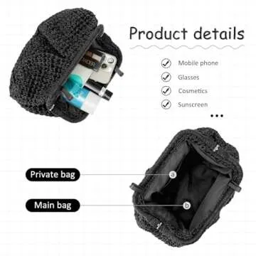 Emprier Straw Clutch Purse for Women Cloud Dumpling Pouch Straw Crossbody Shoulder Handbag Summer Beach Woven Bag