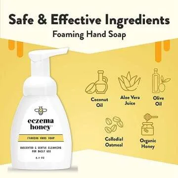 ECZEMA HONEY Gentle Foaming Hand Soap - Gentle Cleanser for Dry Hands - Non-Toxic Unscented Hand Soa...