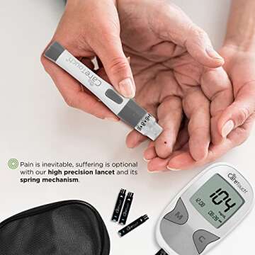 Care Touch Blood Glucose Meter Kit - Diabetes Testing Kit with Glucometer, Test Strips, Lancing Device, Lancets & Easy to Carry Travel Case - 5 Second Results - Auto ON/OFF Feature