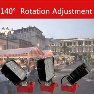 LED Work Light for Milwaukee m18 18v Series Battery 3W LED x 16=48W 4800LM Cordless Flashlight Battery Light with Low Voltage Protection for Camping Workshop Outdoor Emergencies