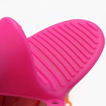 2 Pairs Mini Oven Gloves Silicone Heat Resistant Cooking Pinch Mitts Potholder for Kitchen Cooking & Baking (Green and Rose Red)