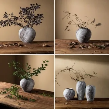 Rustic Distressed Large Ceramic Vase for Home Decor