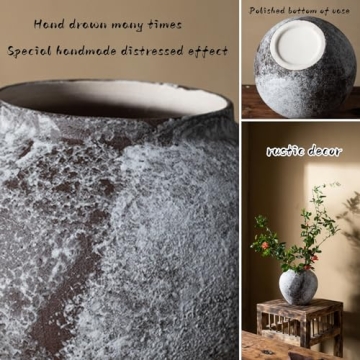 Rustic Distressed Large Ceramic Vase for Home Decor