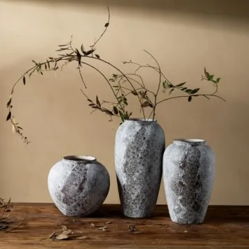 Rustic Distressed Large Ceramic Vase for Home Decor