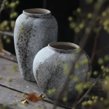 Rustic Distressed Large Ceramic Vase for Home Decor