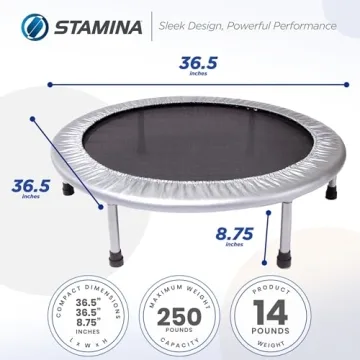 Stamina 36 Inch Foldable Mini Trampoline with MUUV App